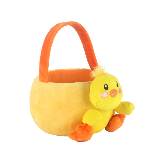 soft  plush duck basket toy for 2020 easter festival
